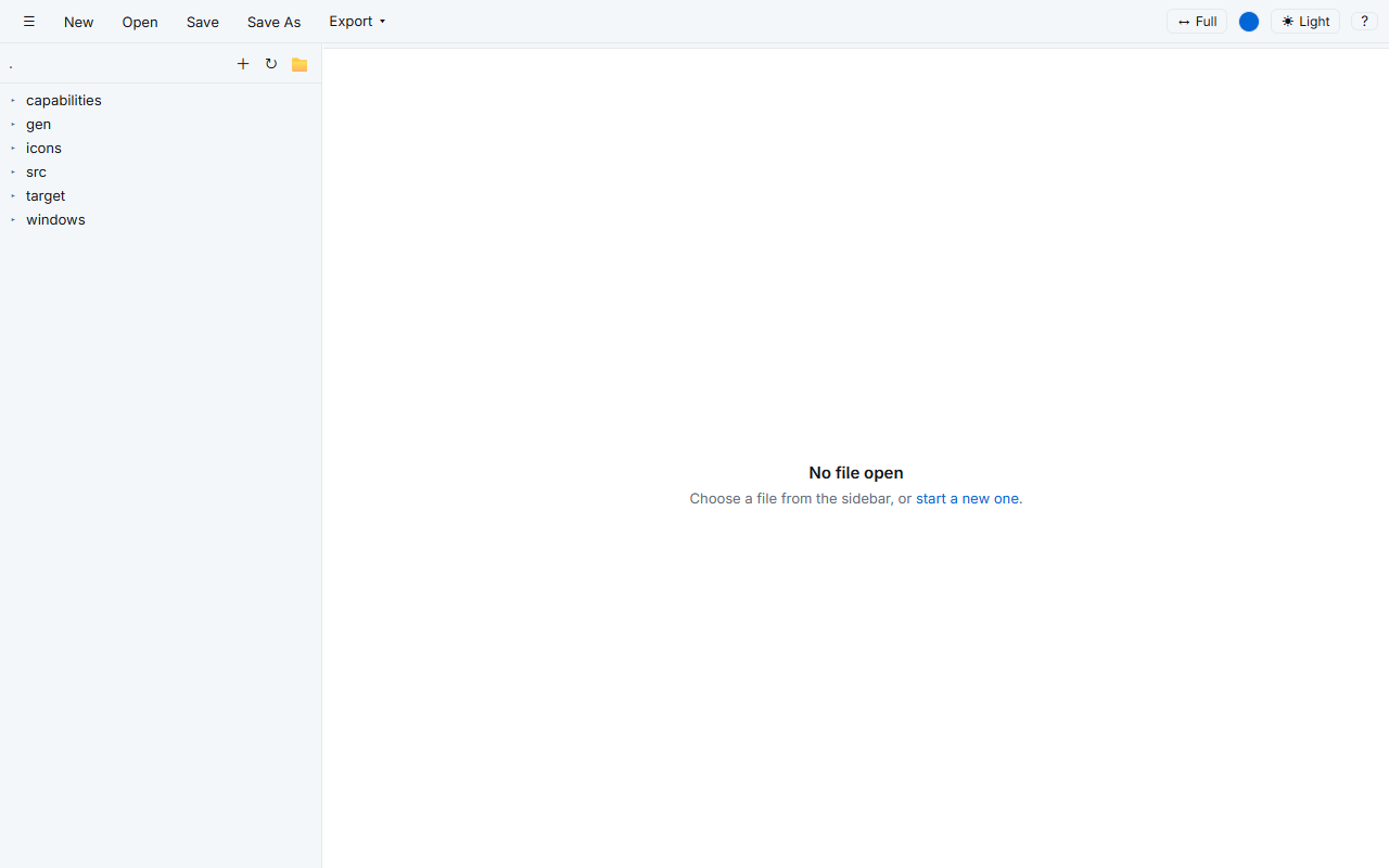 span's empty state after opening a folder, with no stray blank tab left behind